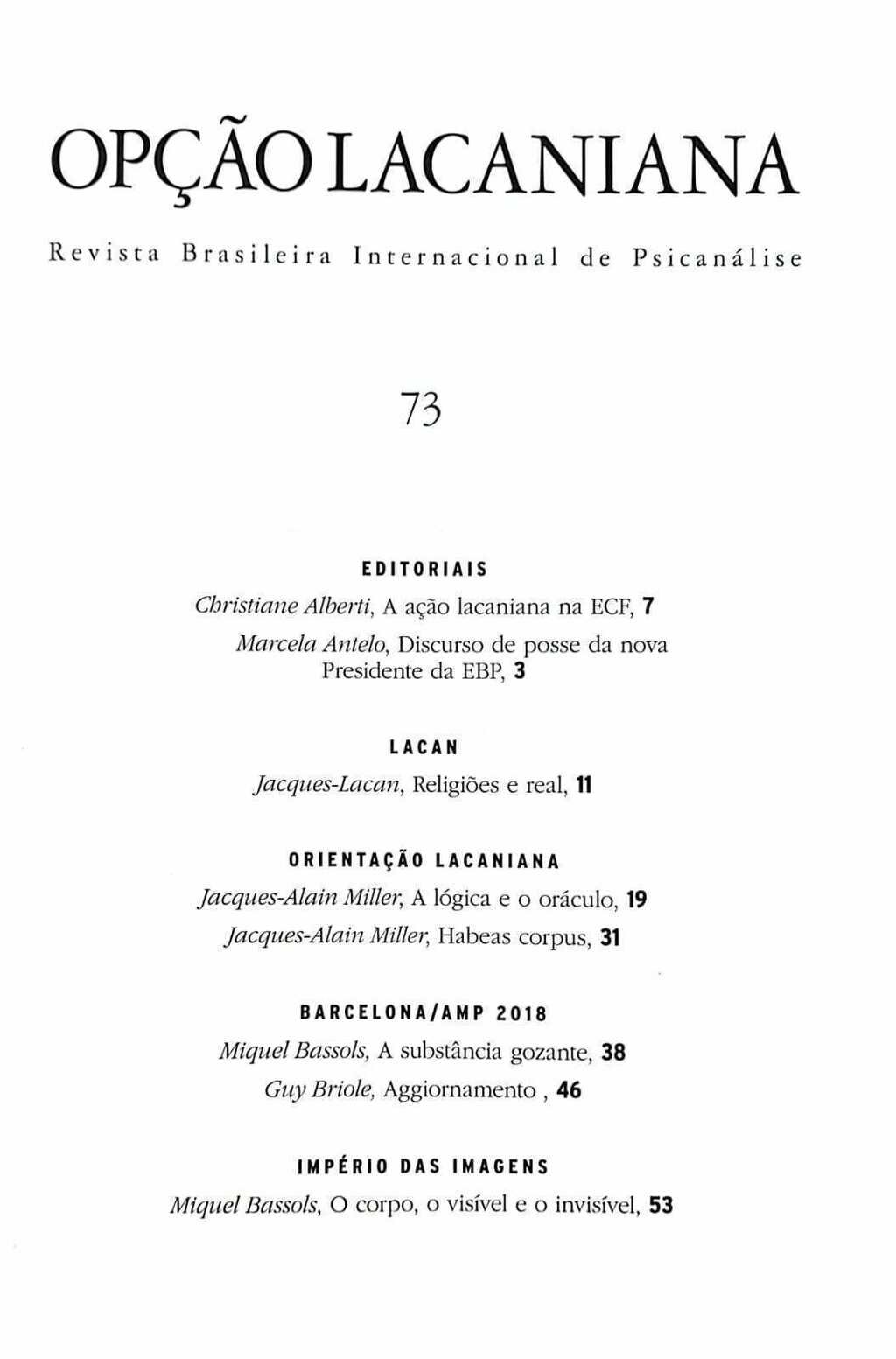 Imagem de OPÇÃO LACANIANA 73