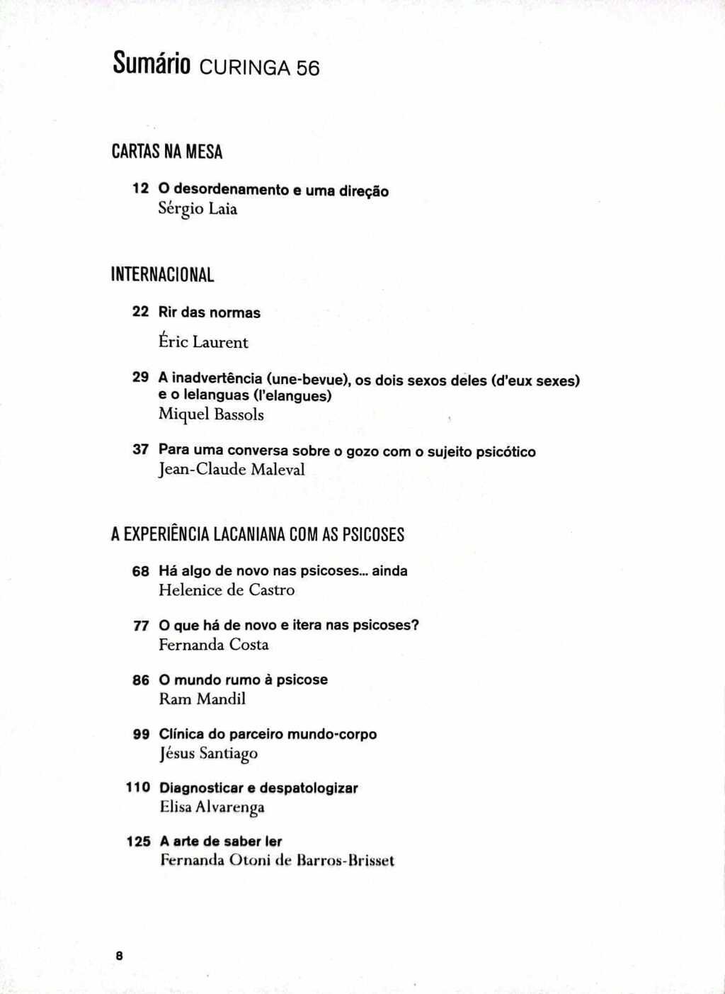 Imagem de CURINGA 56 - A EXPERIÊNCIA LACANIANA COM AS PSICOSES