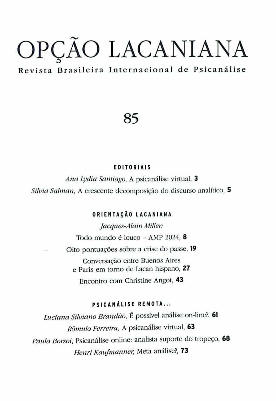 Imagem de OPÇÃO LACANIANA 85