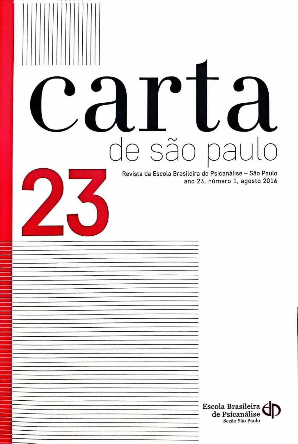 Imagem de CARTA DE SÃO PAULO - ANO 23 N°1 AGOSTO 2016