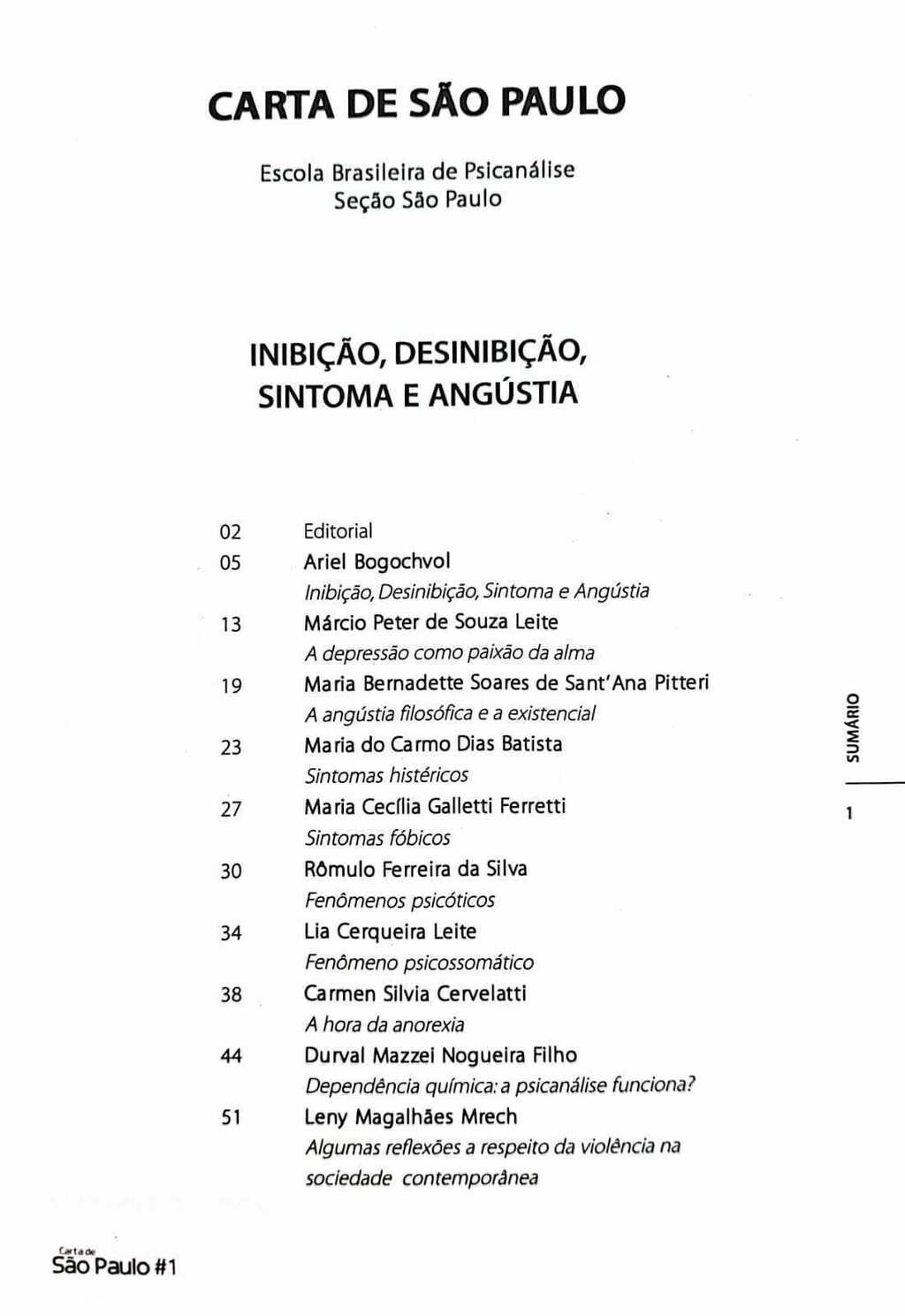 Imagem de CARTA DE SÃO PAULO - ANO 12 N°1 NOVEMBRO 2005