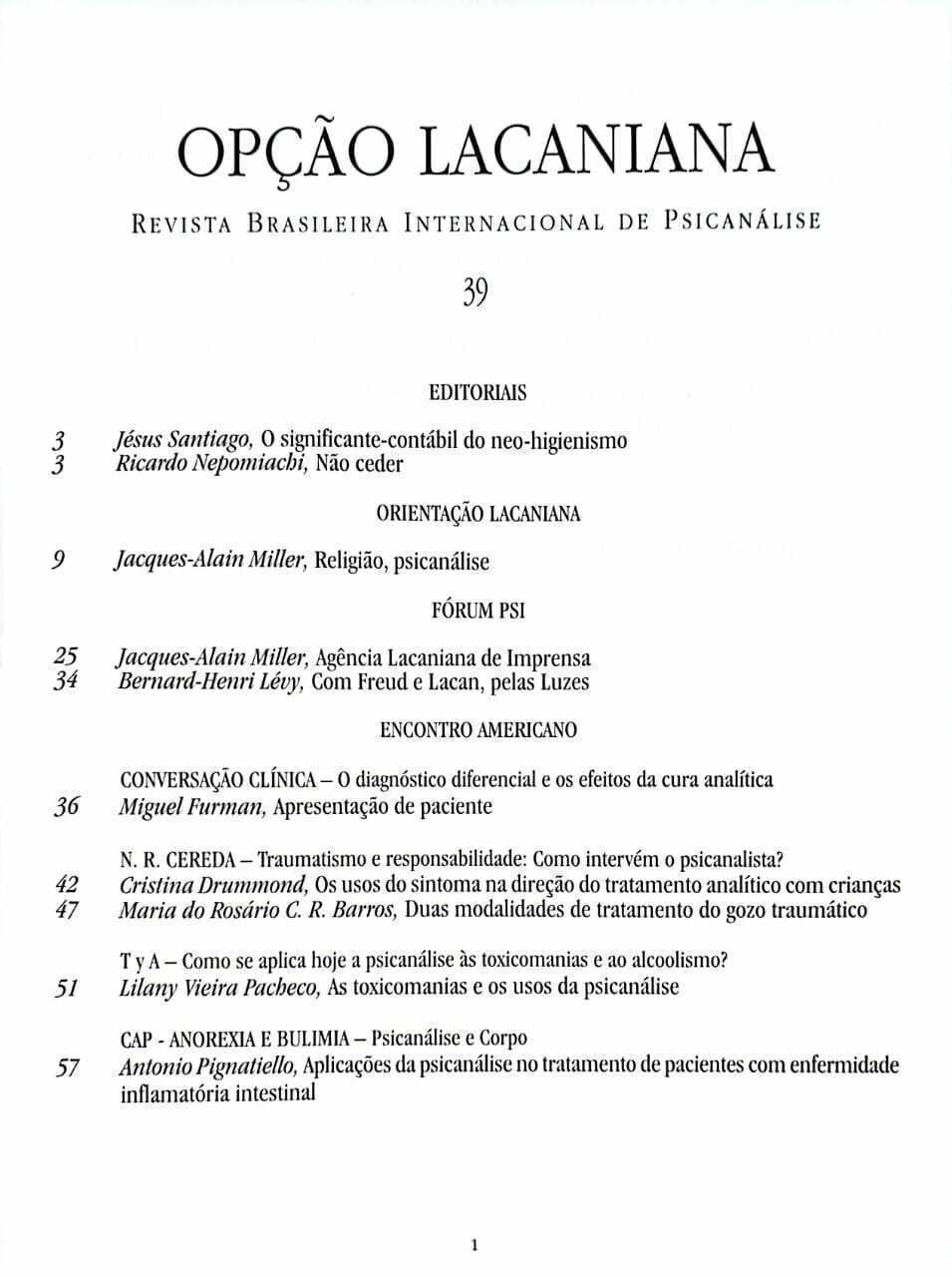 Imagem de OPÇÃO LACANIANA 39
