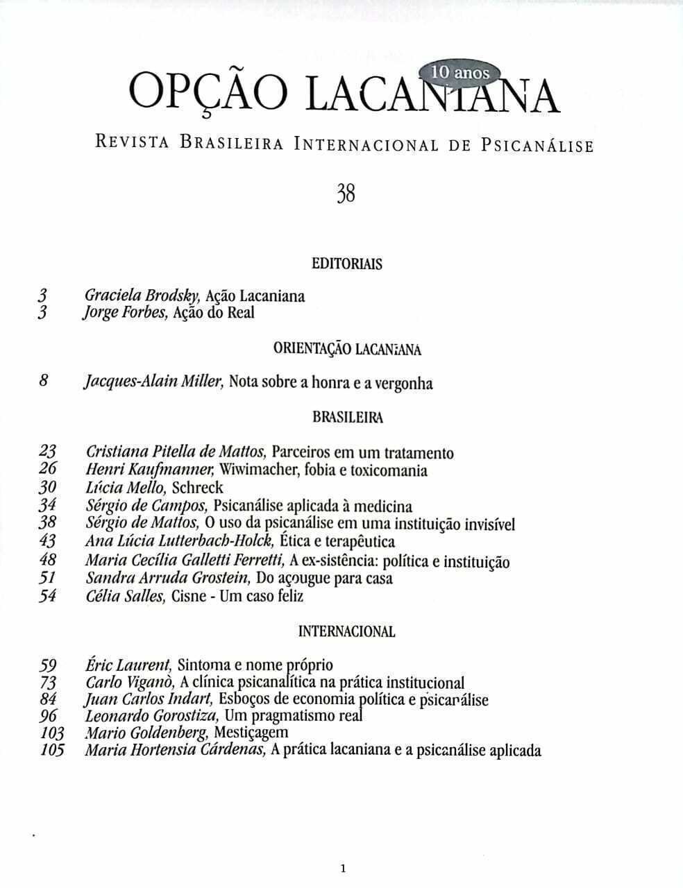 Imagem de OPÇÃO LACANIANA 38