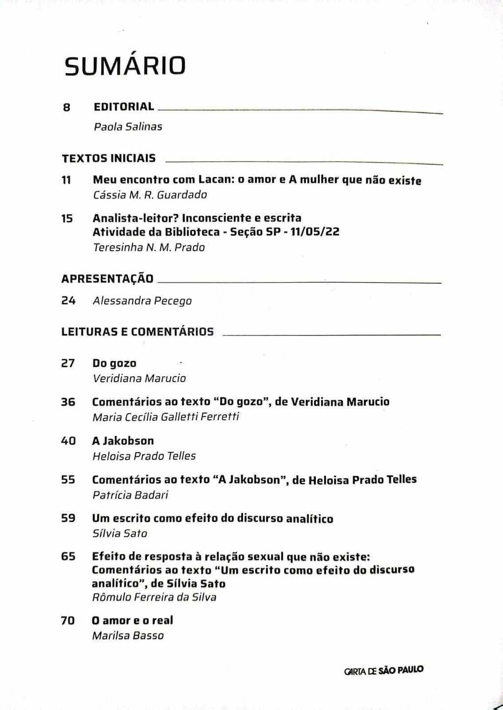Imagem de CARTA DE SÃO PAULO - ANO 29 N°2 NOVEMBRO 2022 (EDIÇÃO ESPECIAL)